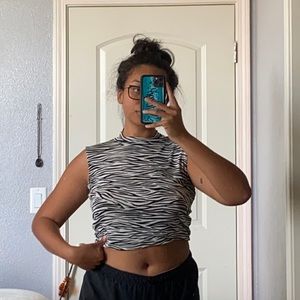 Zebra Mock Neck Top